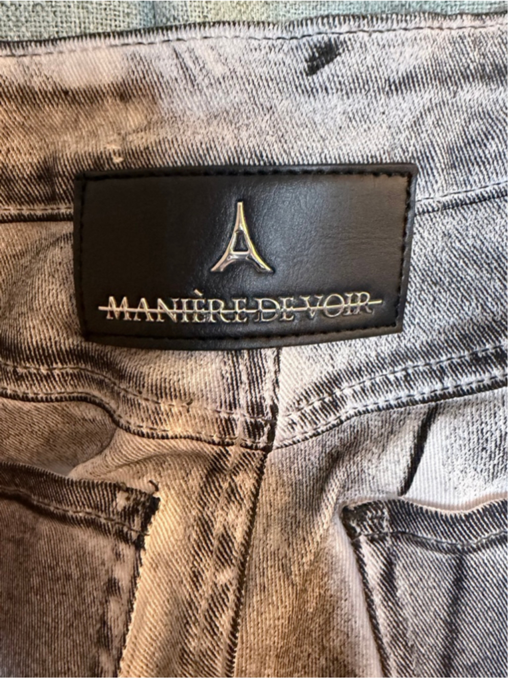 Manière De Voir Oil Print Tacked Fit And Flare Jeans - White/Grey Sz 4 - Picture 8 of 9